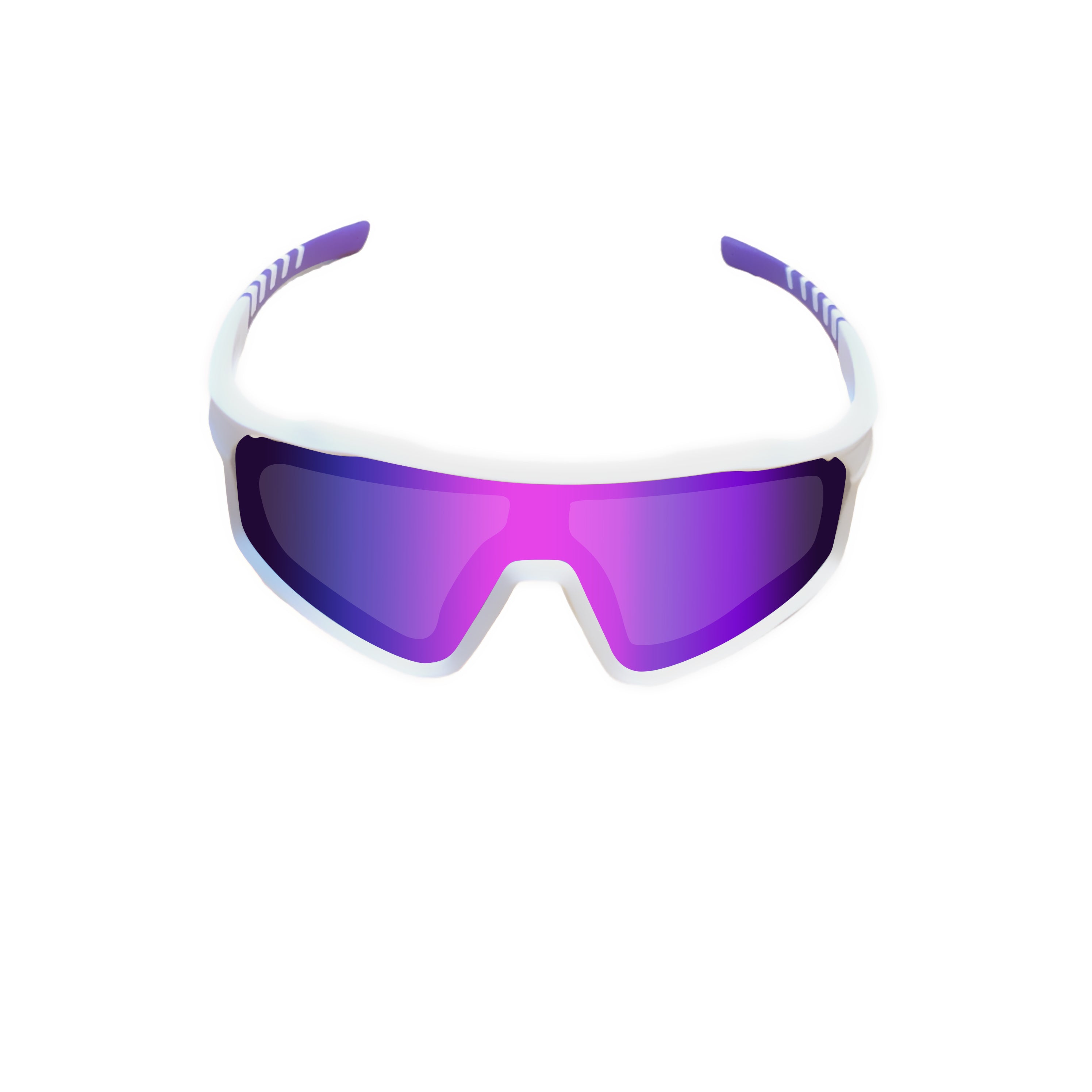 Sport Sunglasses | Polarized Shield Lens | Purple | White | Wraparound Fit | UV 400 Protection | Built for Speed