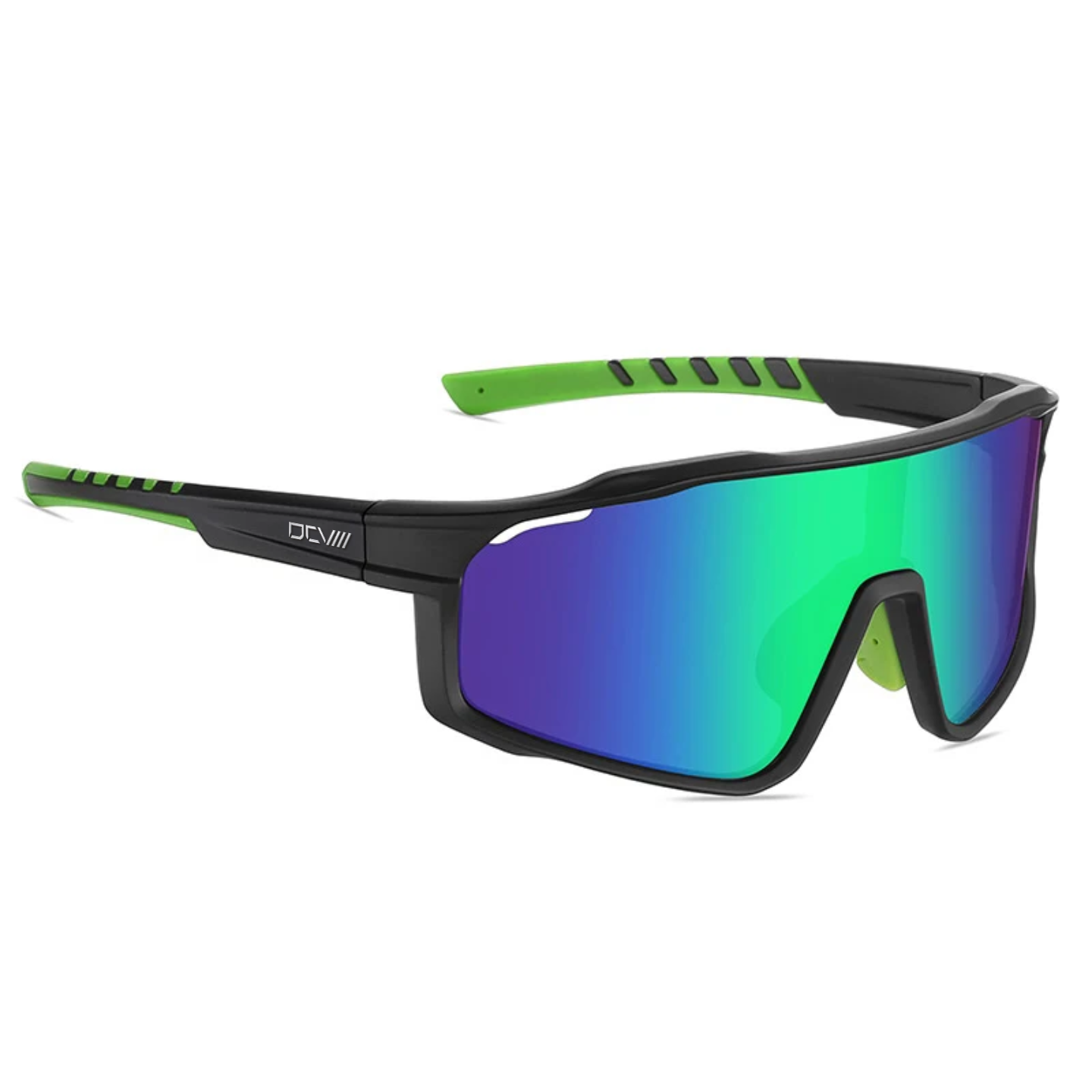 Sport Sunglasses | Polarized Shield Lens | Green | Black | Wraparound Fit | UV 400 Protection | Built for Speed