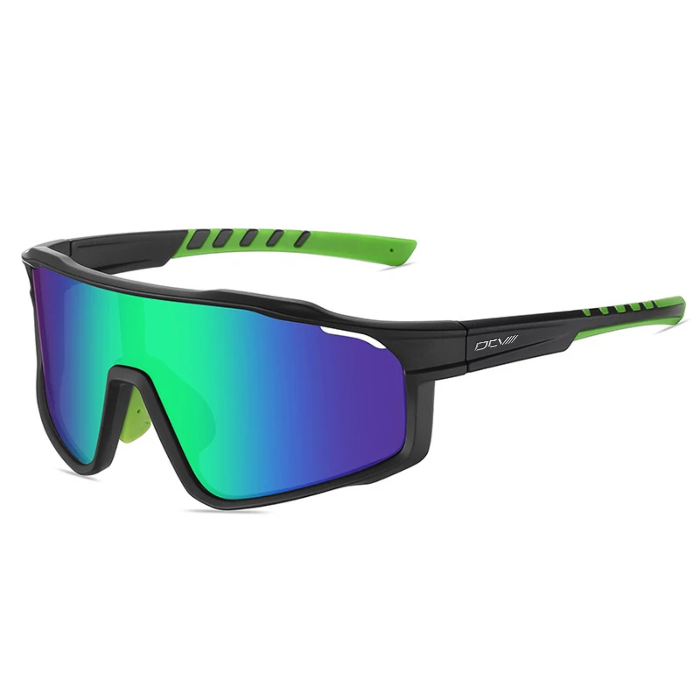 Sport Sunglasses | Polarized Shield Lens | Green | Black | Wraparound Fit | UV 400 Protection | Built for Speed