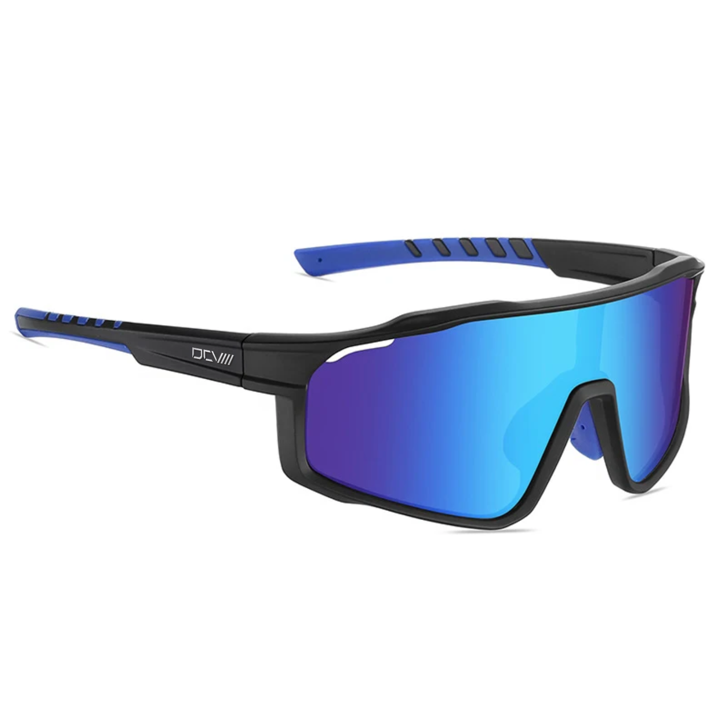 Sport Sunglasses | Polarized Shield Lens | Blue | Black | Wraparound Fit | UV 400 Protection | Built for Speed