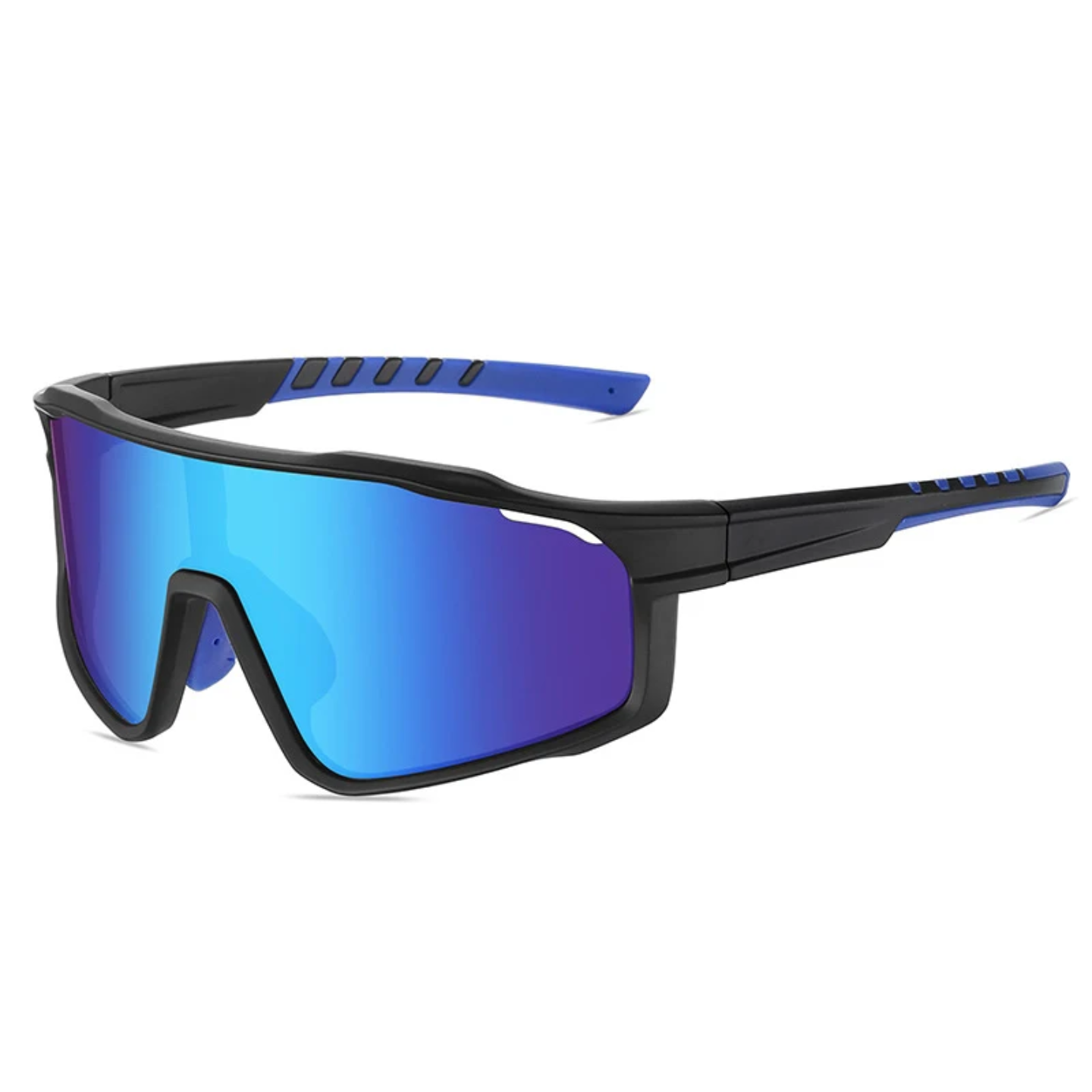 Sport Sunglasses | Polarized Shield Lens | Blue | Black | Wraparound Fit | UV 400 Protection | Built for Speed