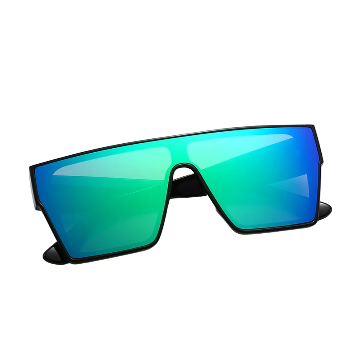 Sunglasses | Polarized Lens | UV 400 Protection | Green Lens | Black Frame | Mirror Lens | Shades