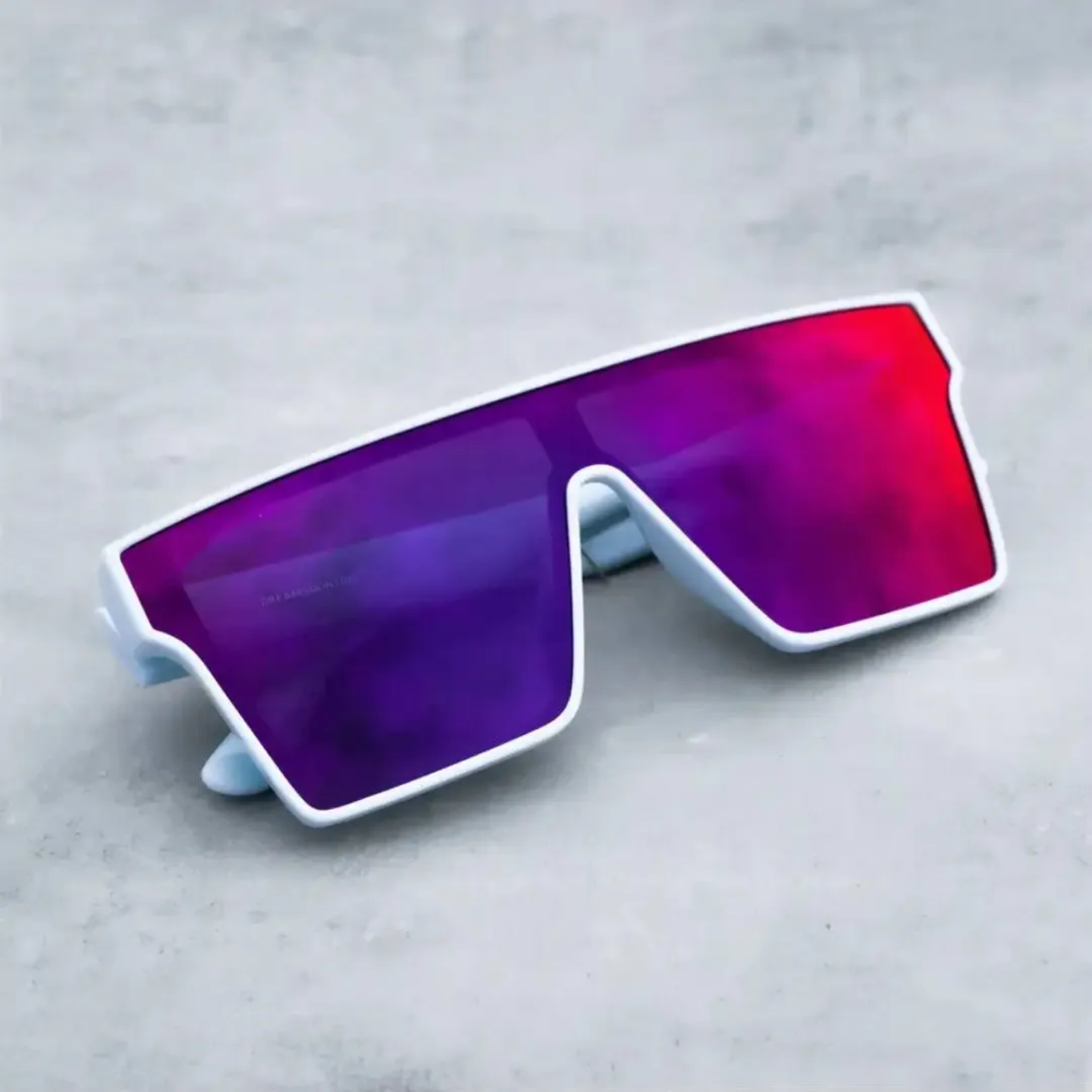 Sunglasses | Polarized Lens | UV 400 Protection | Purple Lens | White Frame | Mirror Lens