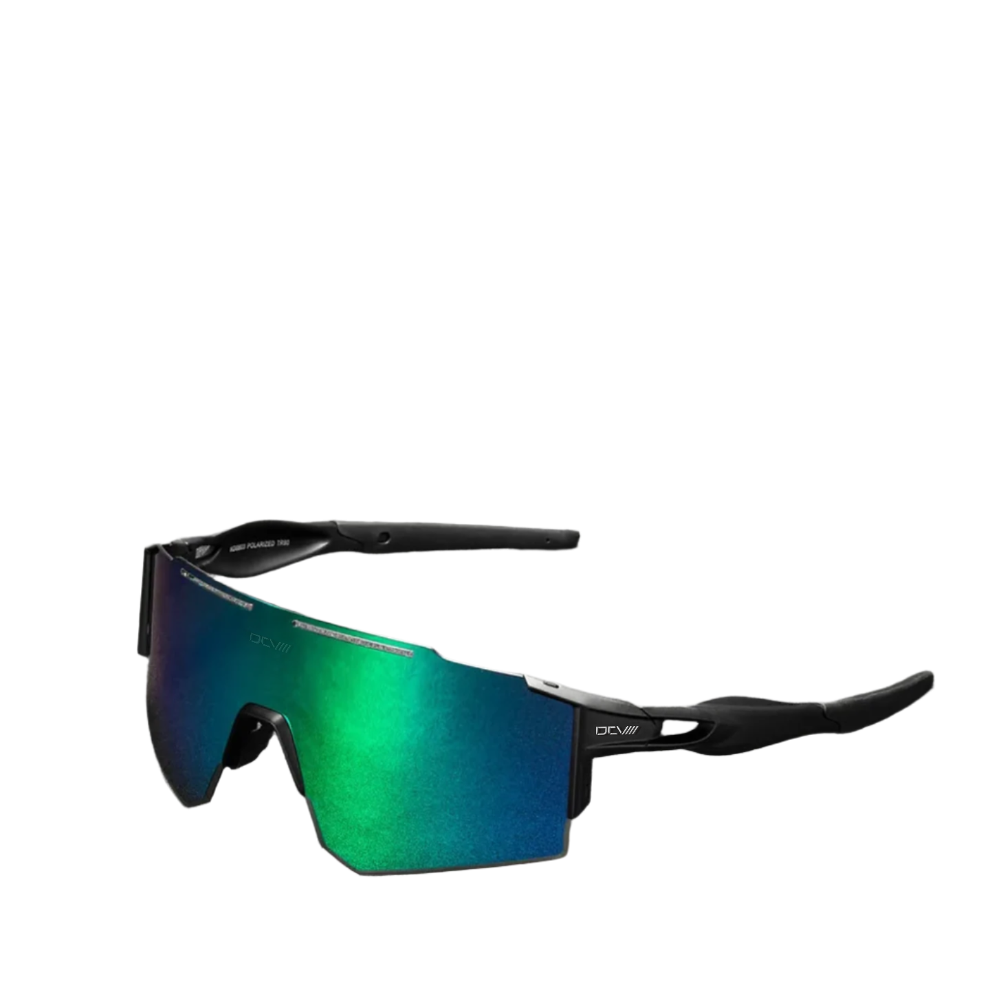 Performance Sunglasses | Polarized Shield Lens | Green | Black | No-Slip Matte Frame | UV 400 Protection