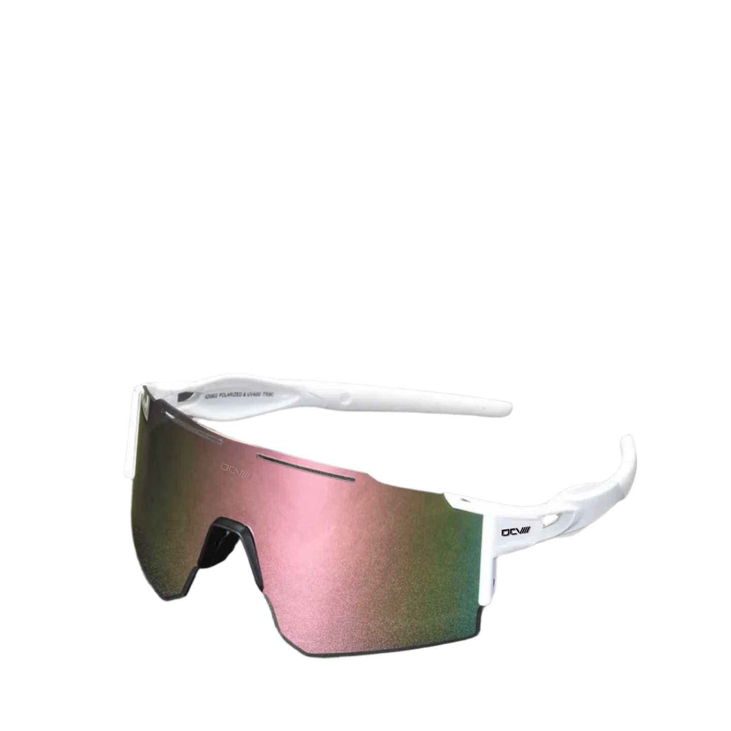 Performance Sunglasses | Polarized Shield Lens | Pink | White | No-Slip Matte Frame | UV 400 Protection
