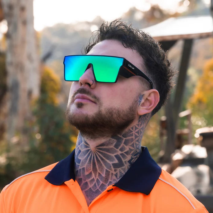 Wrap Around Glasses | ANSI/CSA Certified | Protective Eyewear | Green | Black | Eye Protection