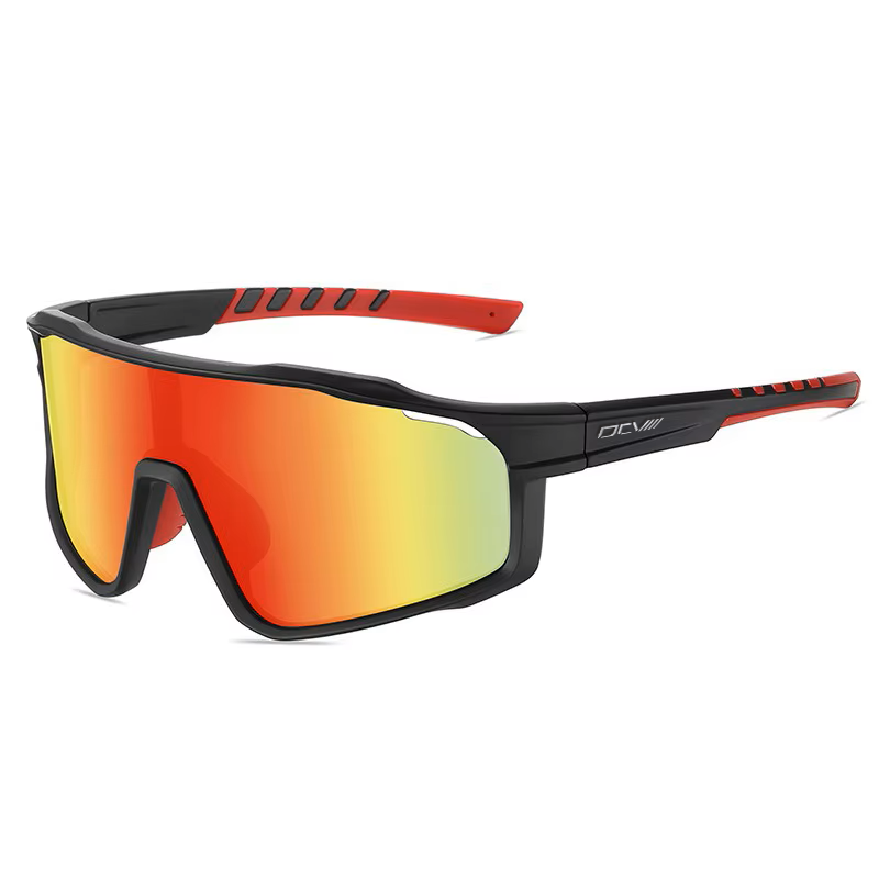 Sport Sunglasses | Polarized Shield Lens | Orange | Black | Wraparound Fit | UV 400 Protection | Built for Speed