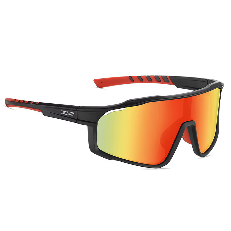 Sport Sunglasses | Polarized Shield Lens | Orange | Black | Wraparound Fit | UV 400 Protection | Built for Speed