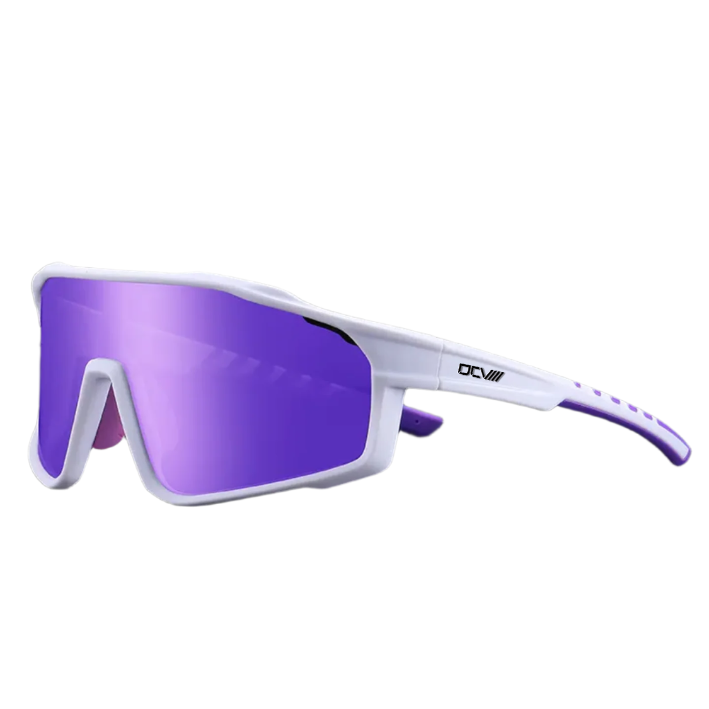 Sport Sunglasses | Polarized Shield Lens | Purple | White | Wraparound Fit | UV 400 Protection | Built for Speed