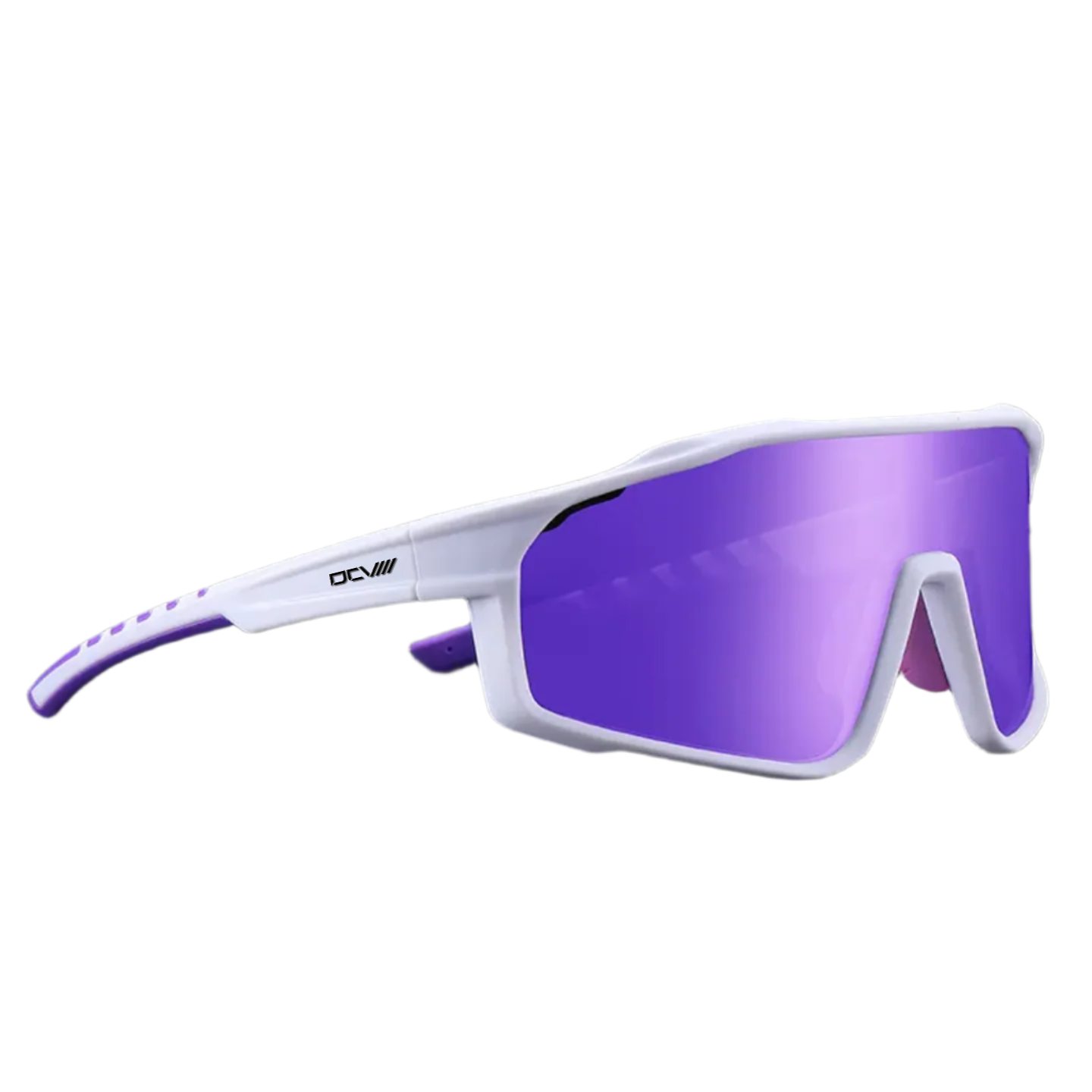 Sport Sunglasses | Polarized Shield Lens | Purple | White | Wraparound Fit | UV 400 Protection | Built for Speed