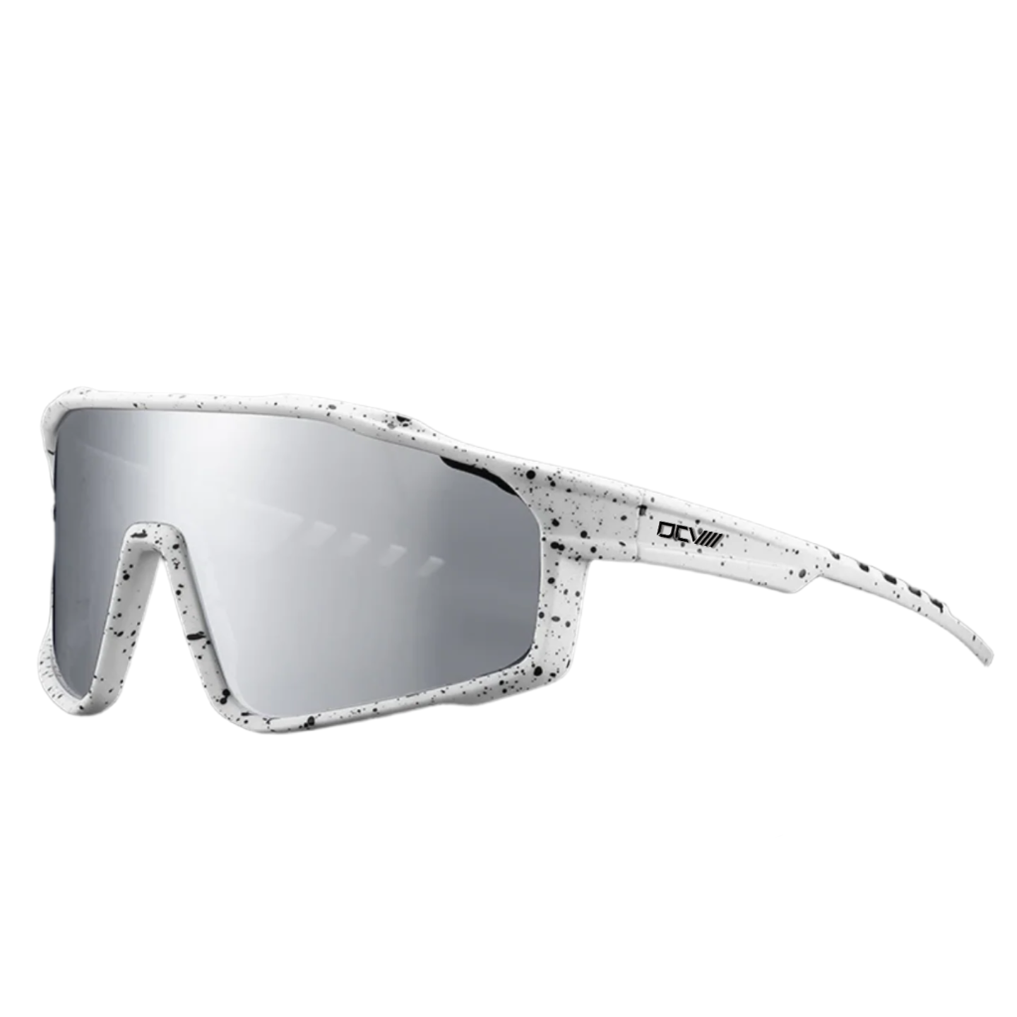 Sport Sunglasses | Polarized Shield Lens | Chrome | White | Wraparound Fit | UV 400 Protection | Built for Speed