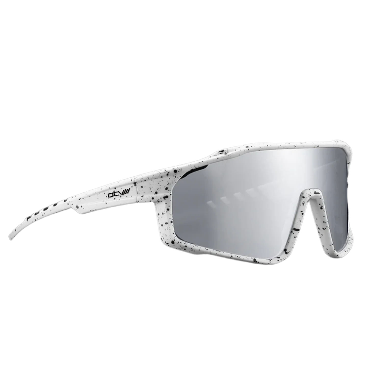 Sport Sunglasses | Polarized Shield Lens | Chrome | White | Wraparound Fit | UV 400 Protection | Built for Speed