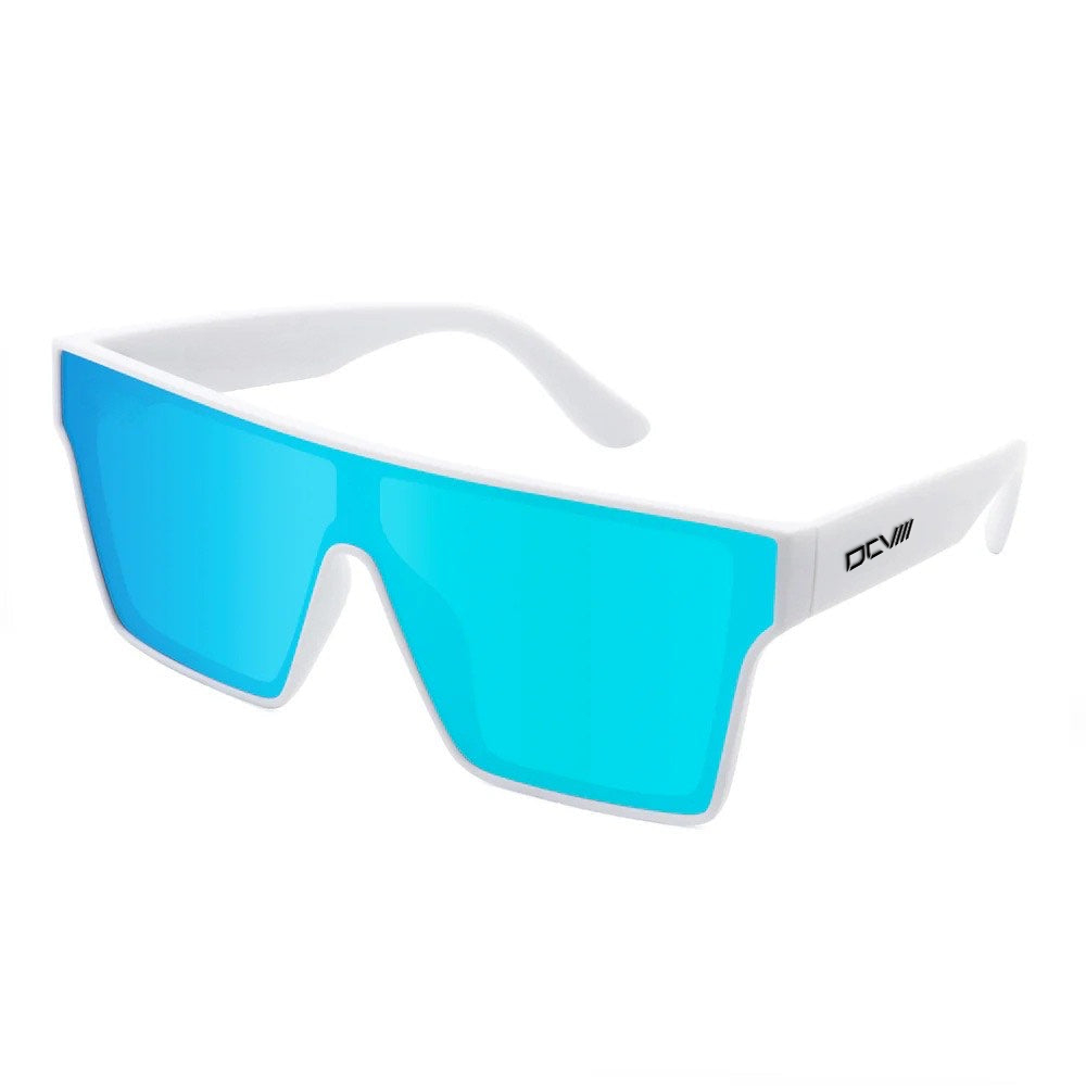 Sunglasses | Polarized Lens | UV 400 Protection | Blue Lens | White Frame | Mirror Lens | Shades