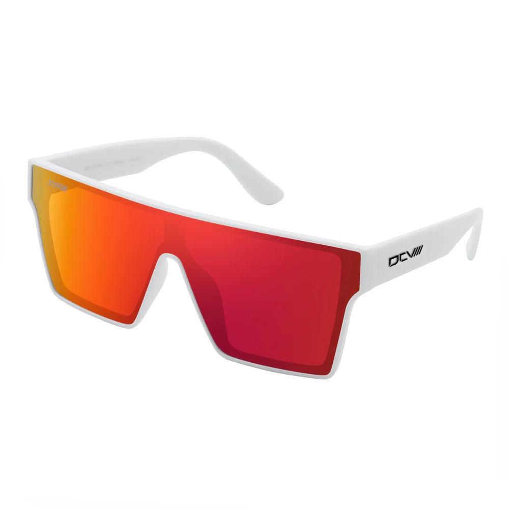 Performance Sunglasses | Shield Lens | Orange | White | Wraparound Fit | UV 400 Protection | Built for Precision