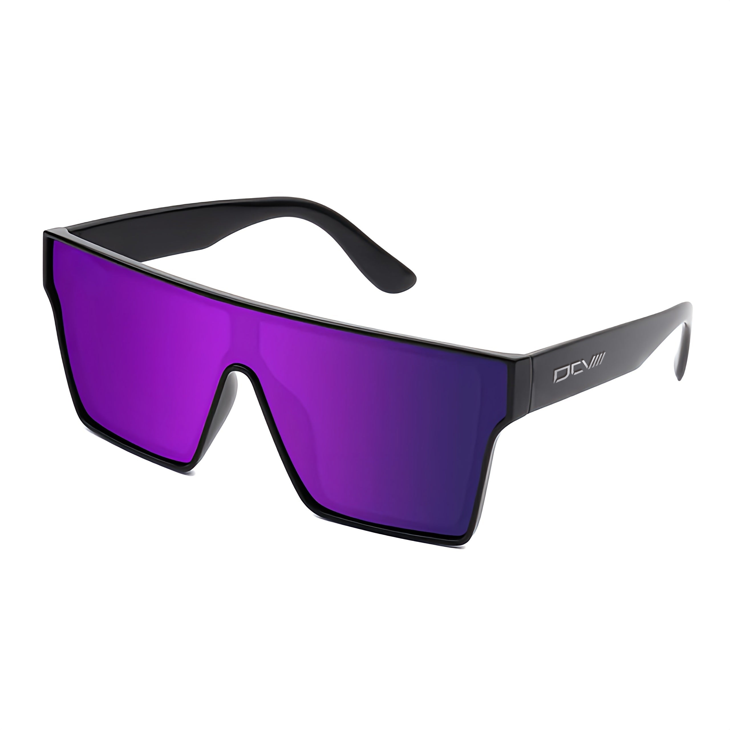 Sunglasses | Polarized Lens | UV 400 Protection | Purple Lens | Black Frame | Mirror Lens