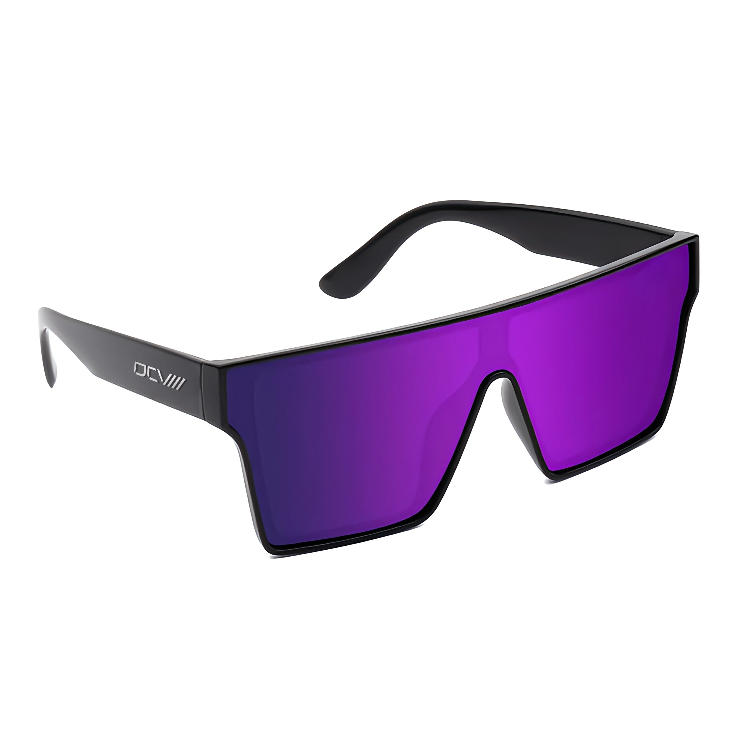 Sunglasses | Polarized Lens | UV 400 Protection | Purple Lens | Black Frame | Mirror Lens
