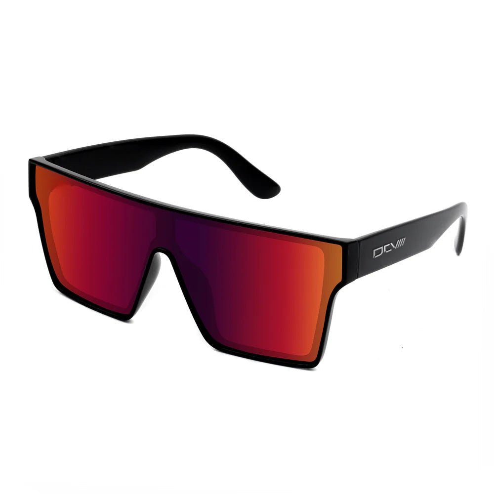 Sunglasses | Polarized Lens | UV 400 Protection | Red Lens | Black Frame | Mirror Lens