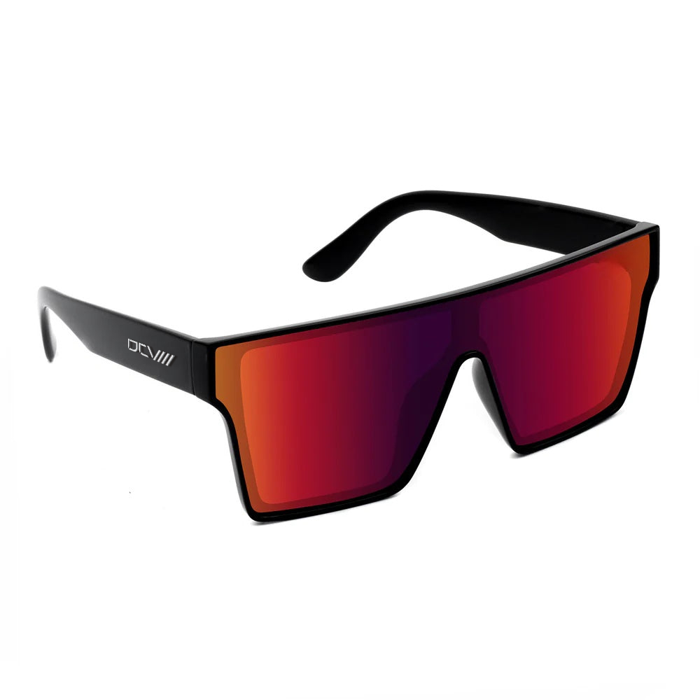 Sunglasses | Polarized Lens | UV 400 Protection | Red Lens | Black Frame | Mirror Lens