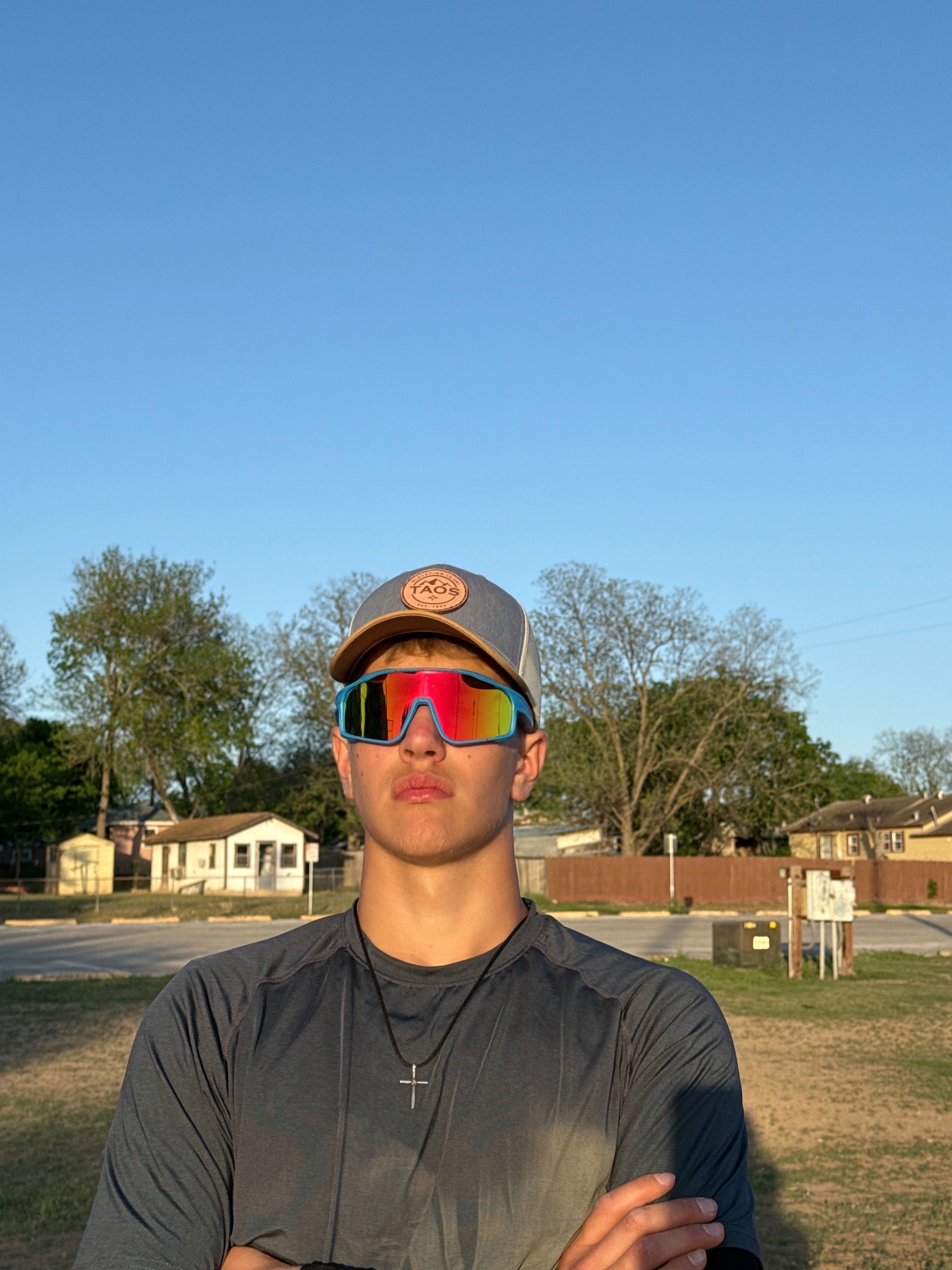 Sport Sunglasses | Polarized Shield Lens | Orange | Blue | Wraparound Fit | UV 400 Protection | Built for Speed