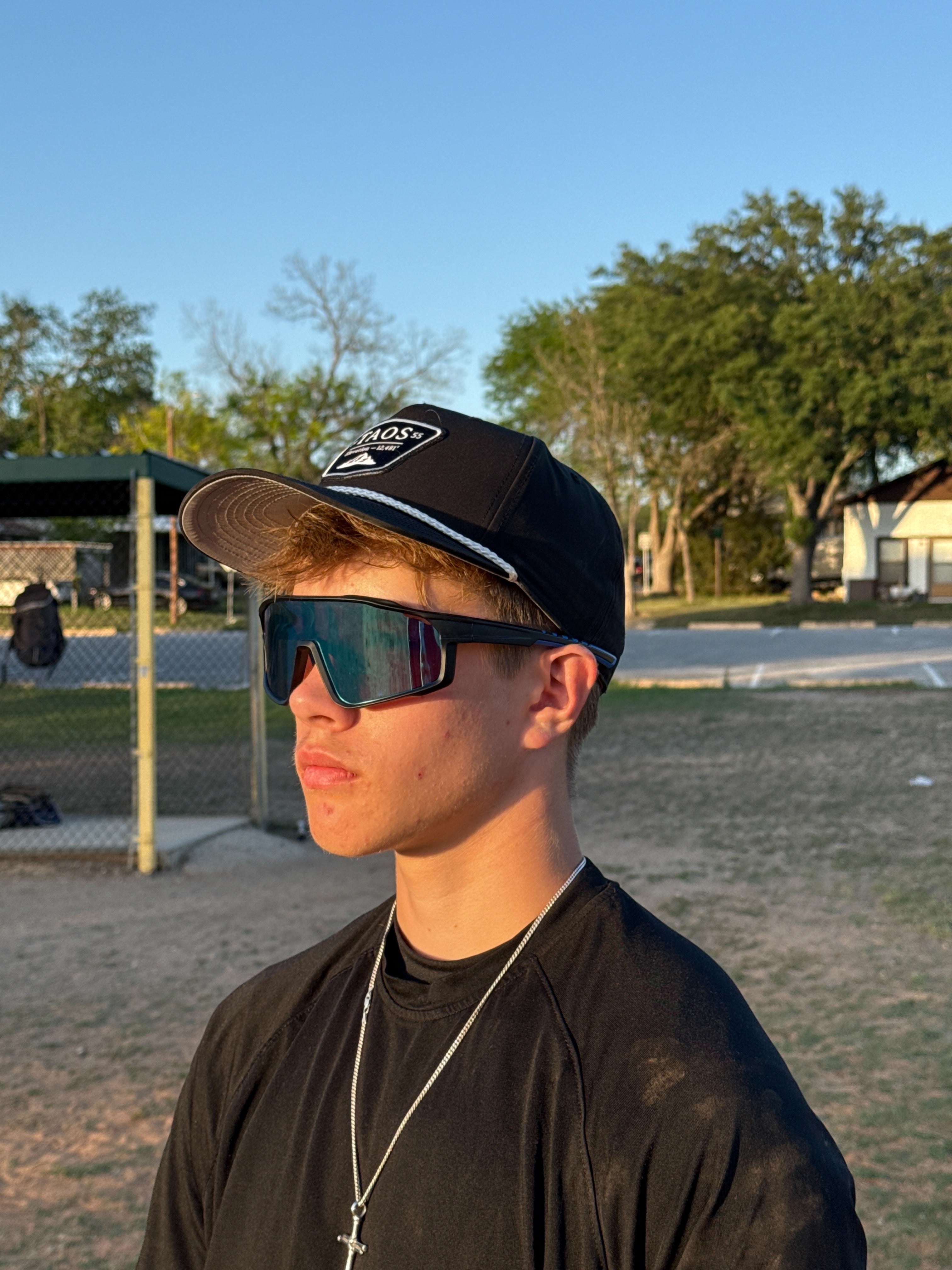 Sport Sunglasses | Polarized Shield Lens | Blue | Black | Wraparound Fit | UV 400 Protection | Built for Speed