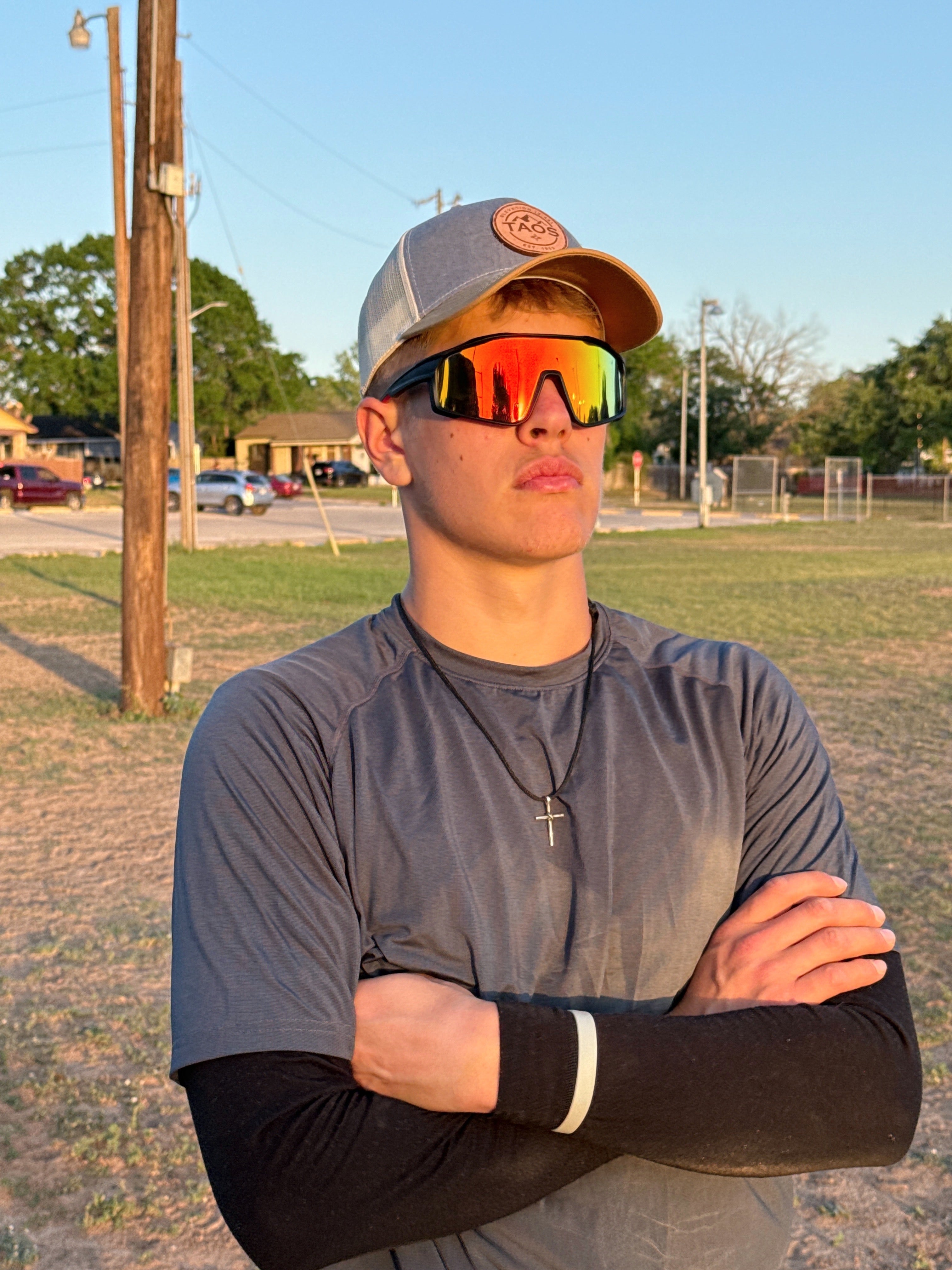 Sport Sunglasses | Polarized Shield Lens | Orange | Black | Wraparound Fit | UV 400 Protection | Built for Speed