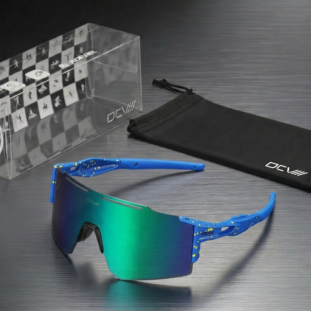 New | 608 Blue Sport Sunglasses | Performance Polarized Sunglasses | Shield Lens | UV 400 | Blue Lens