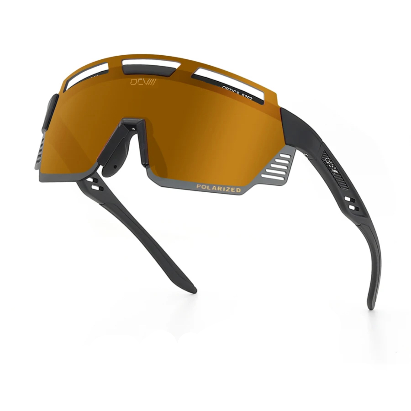 Performance Sunglasses | Polarized Shield Lens | Bronze | Wraparound Fit | UV 400 Protection | Glare Reduction