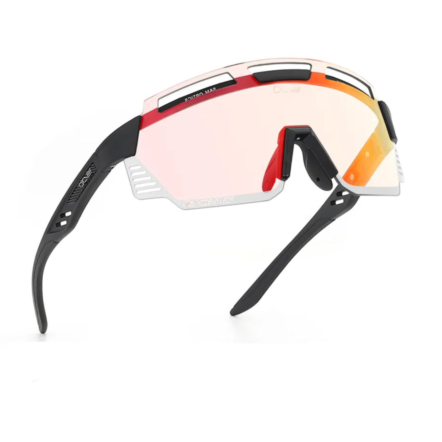 DCVIII Vanta Sunglasses | Polarized | UV 400 | Orange Lens | Wraparound Fit | Sport Glasses | Black Frame