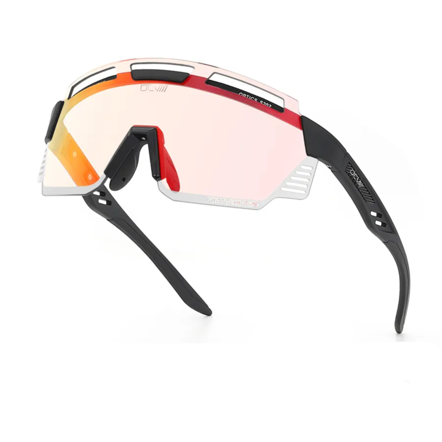 DCVIII Vanta Sunglasses | Polarized | UV 400 | Orange Lens | Wraparound Fit | Sport Glasses | Black Frame
