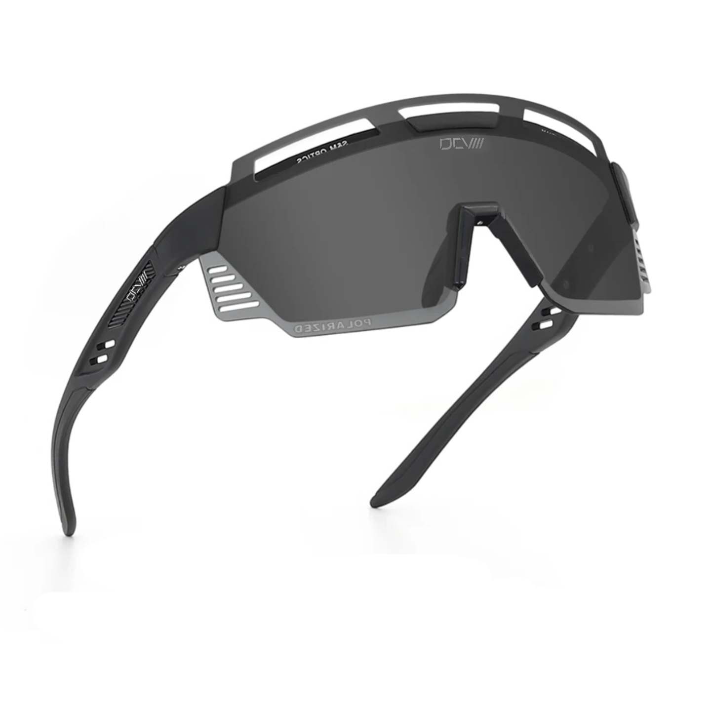Performance Sunglasses | Polarized Shield Lens | Black | Wraparound Fit | UV 400 Protection | Glare Reduction