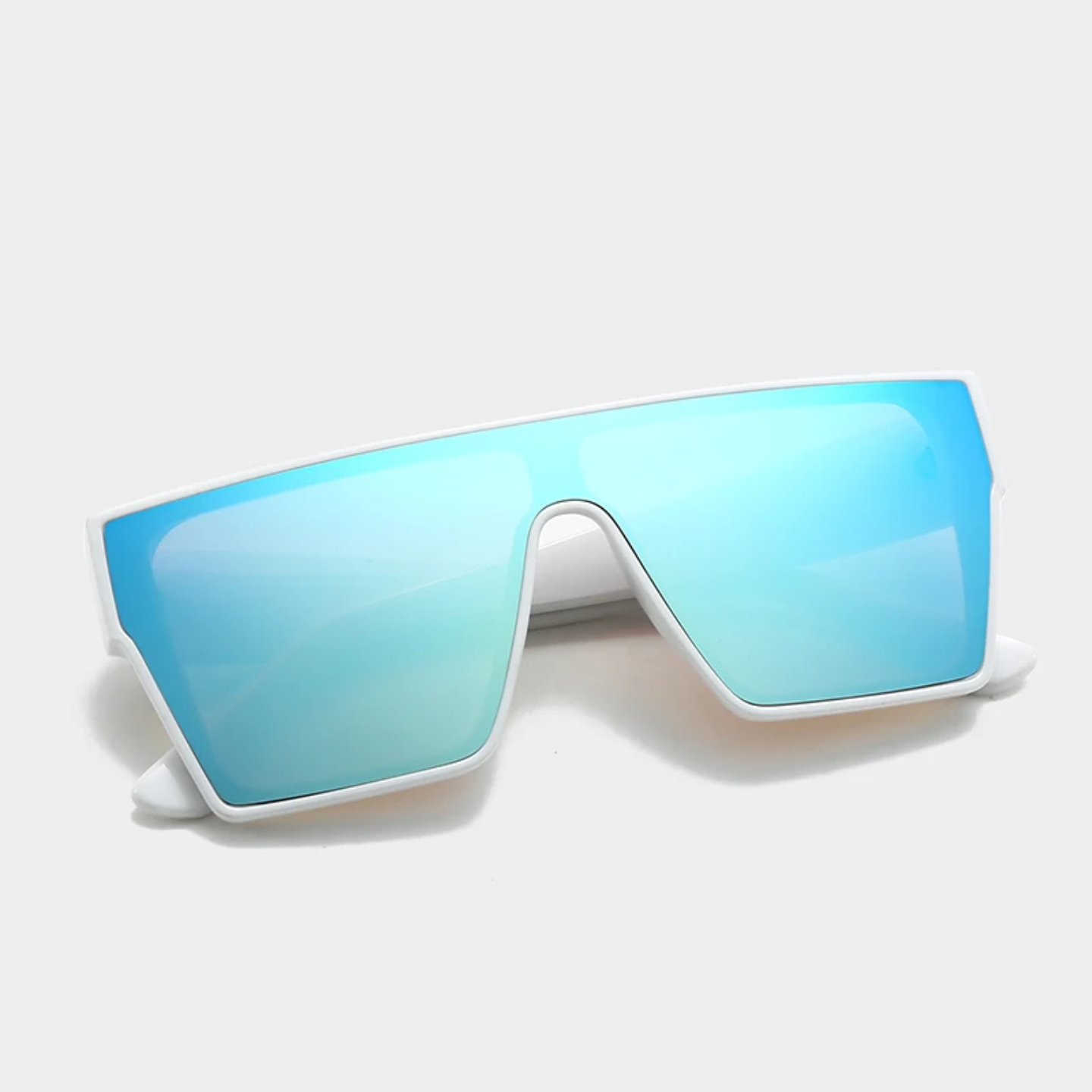 Sunglasses | Polarized Lens | UV 400 Protection | Blue Lens | White Frame | Mirror Lens | Shades