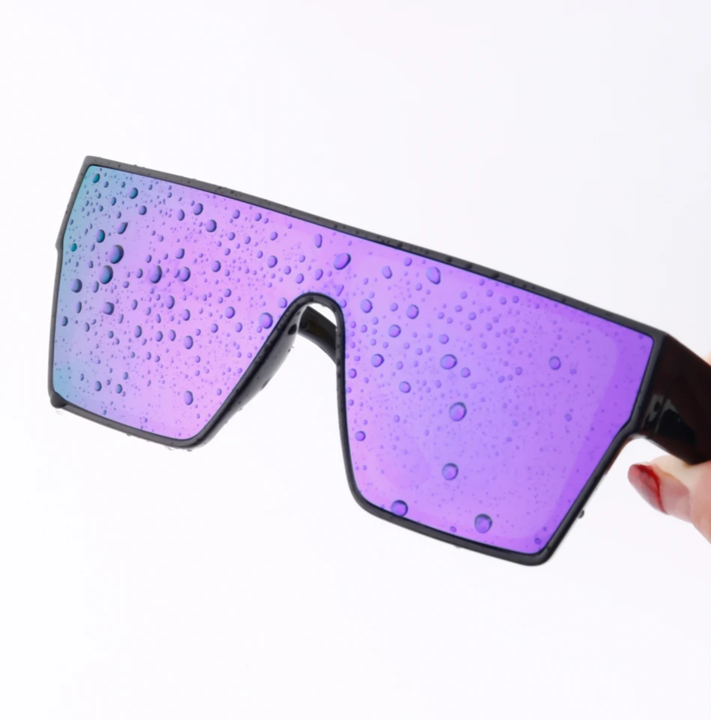 Sunglasses | Polarized Lens | UV 400 Protection | Purple Lens | Black Frame | Mirror Lens