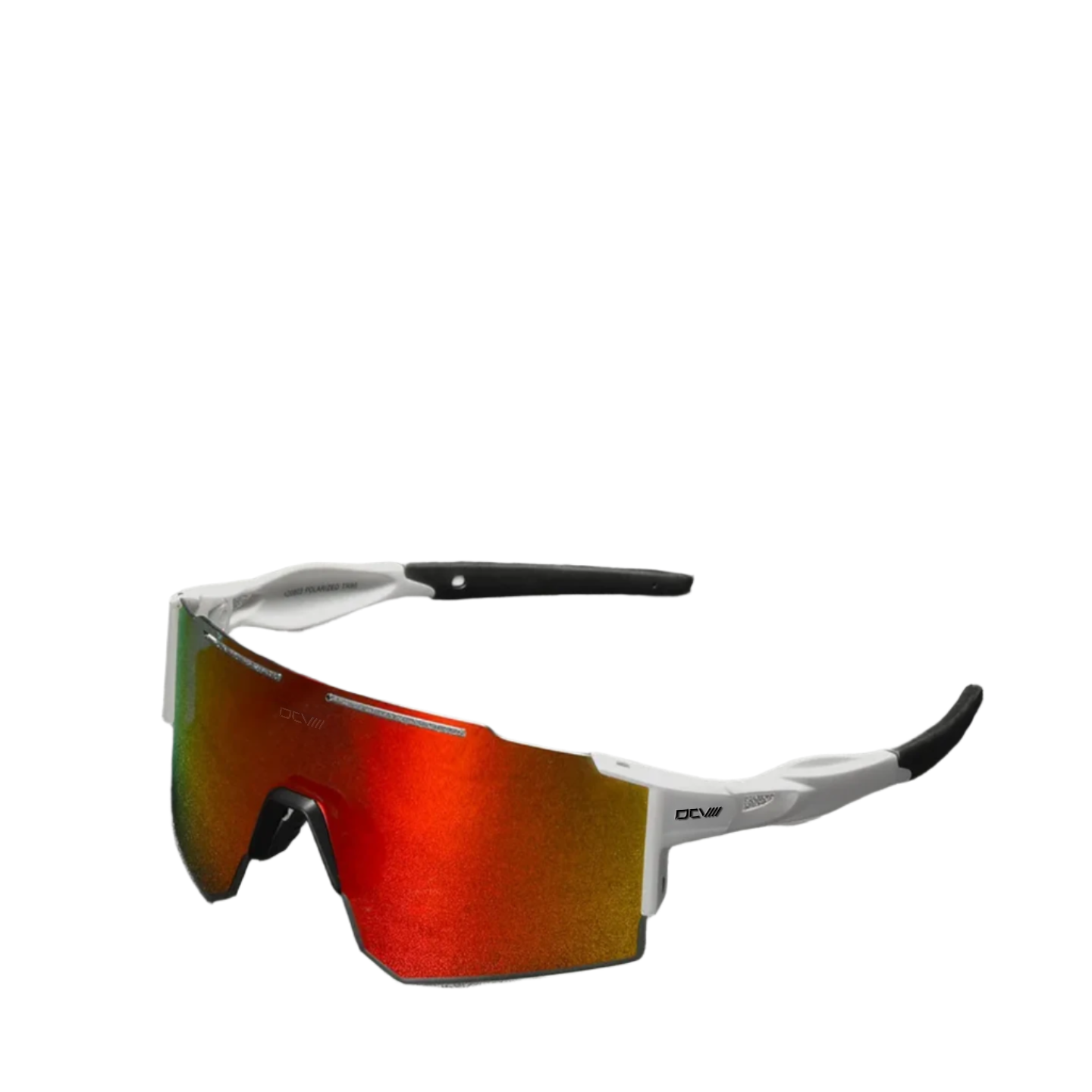 Performance Sunglasses | Polarized Shield Lens | Red | White | No-Slip Matte Frame | UV 400 Protection