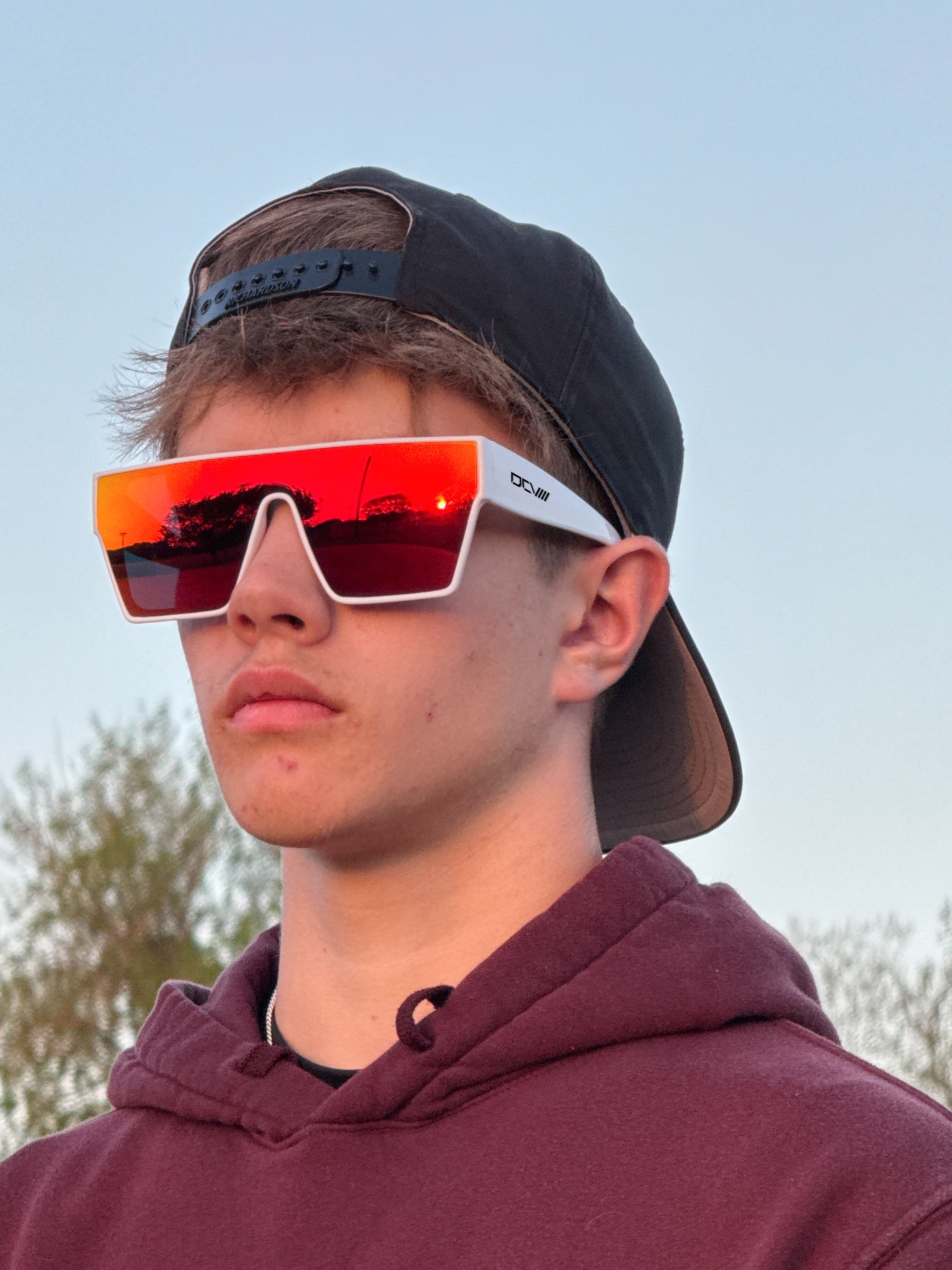 Performance Sunglasses | Shield Lens | Orange | White | Wraparound Fit | UV 400 Protection | Built for Precision