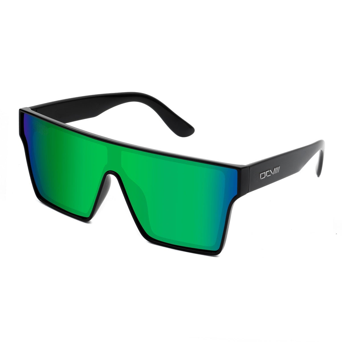 Sunglasses | Polarized Lens | UV 400 Protection | Green Lens | Black Frame | Mirror Lens | Shades