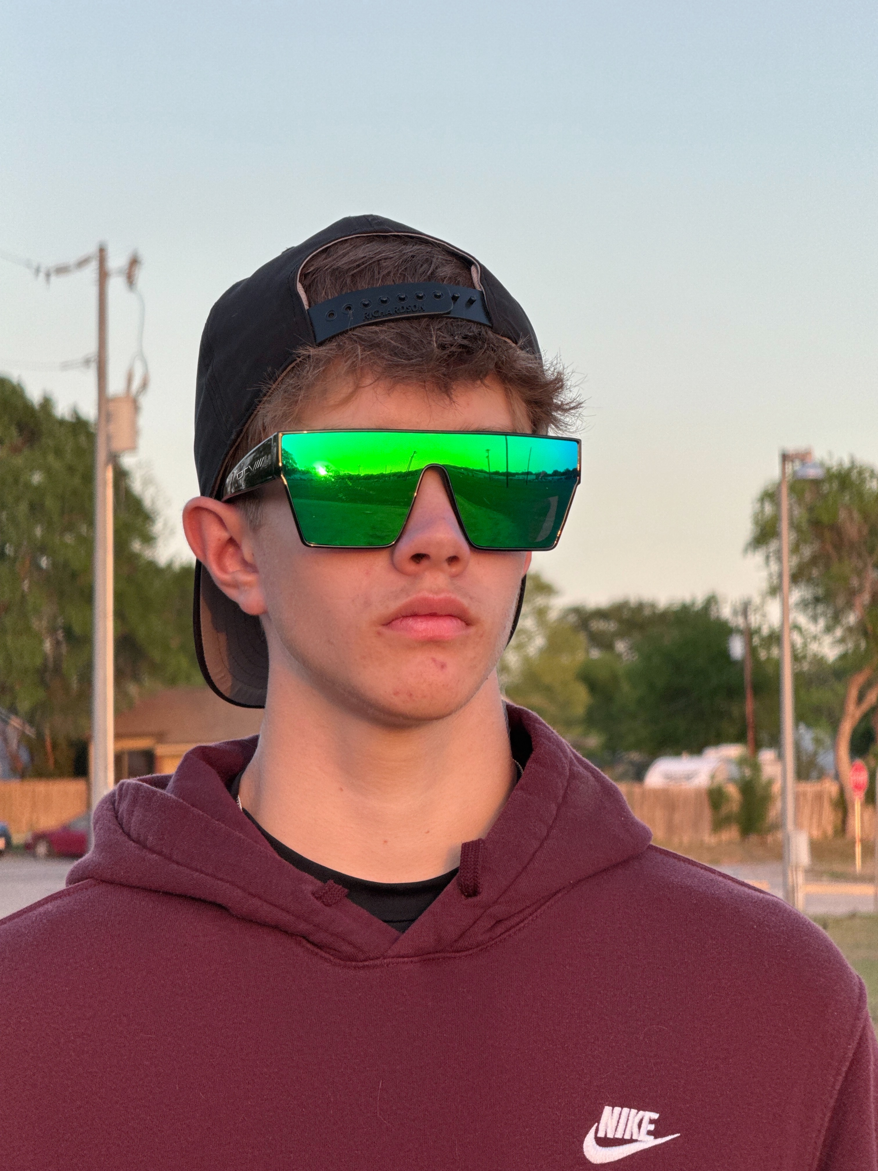 Sunglasses | Polarized Lens | UV 400 Protection | Green Lens | Black Frame | Mirror Lens | Shades