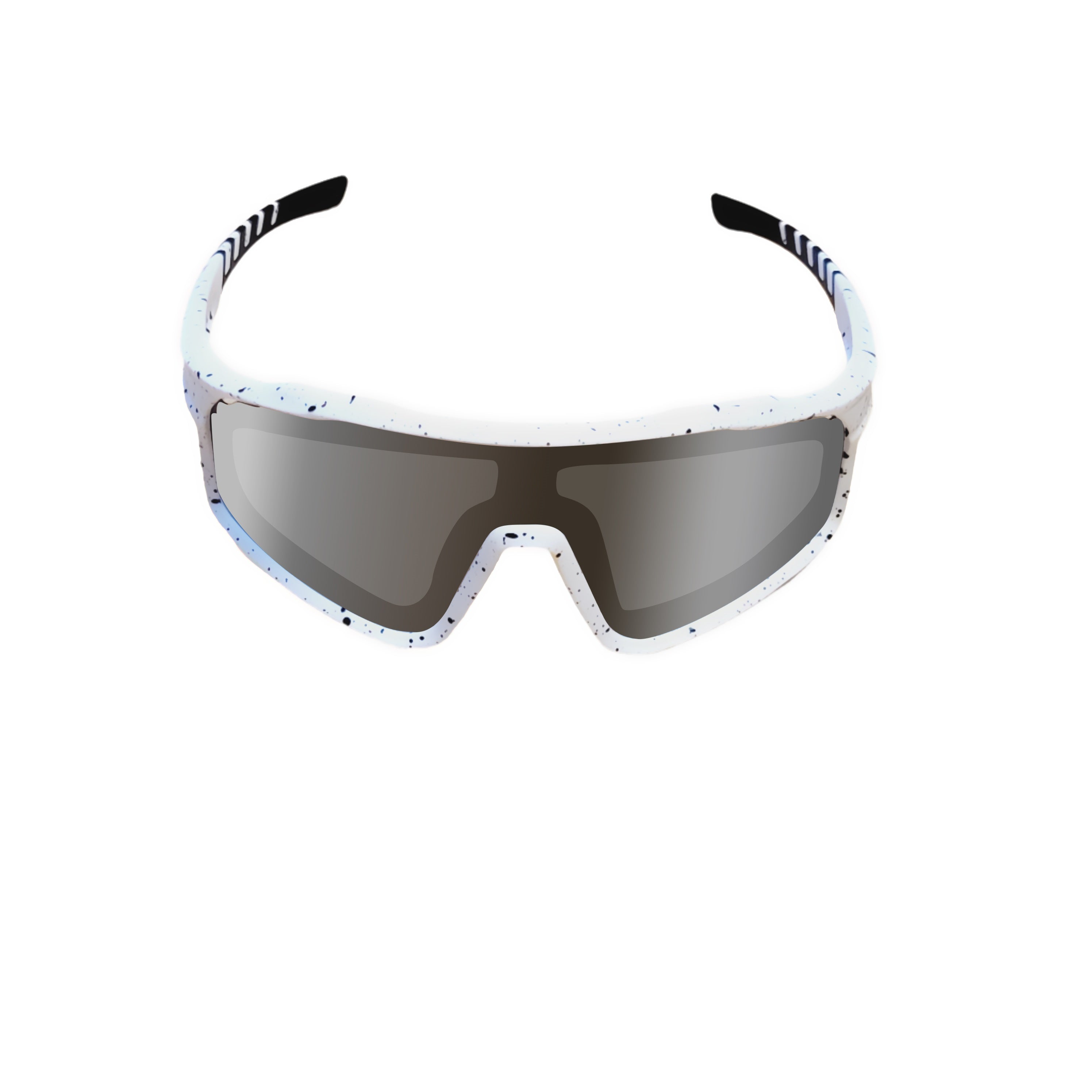 Sport Sunglasses | Polarized Shield Lens | Chrome | White | Wraparound Fit | UV 400 Protection | Built for Speed