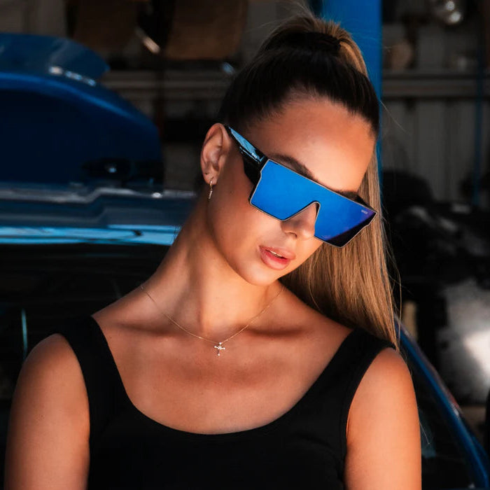 Wrap Around Glasses | ANSI/CSA Certified | Protective Eyewear | Blue | Black | Eye Protection