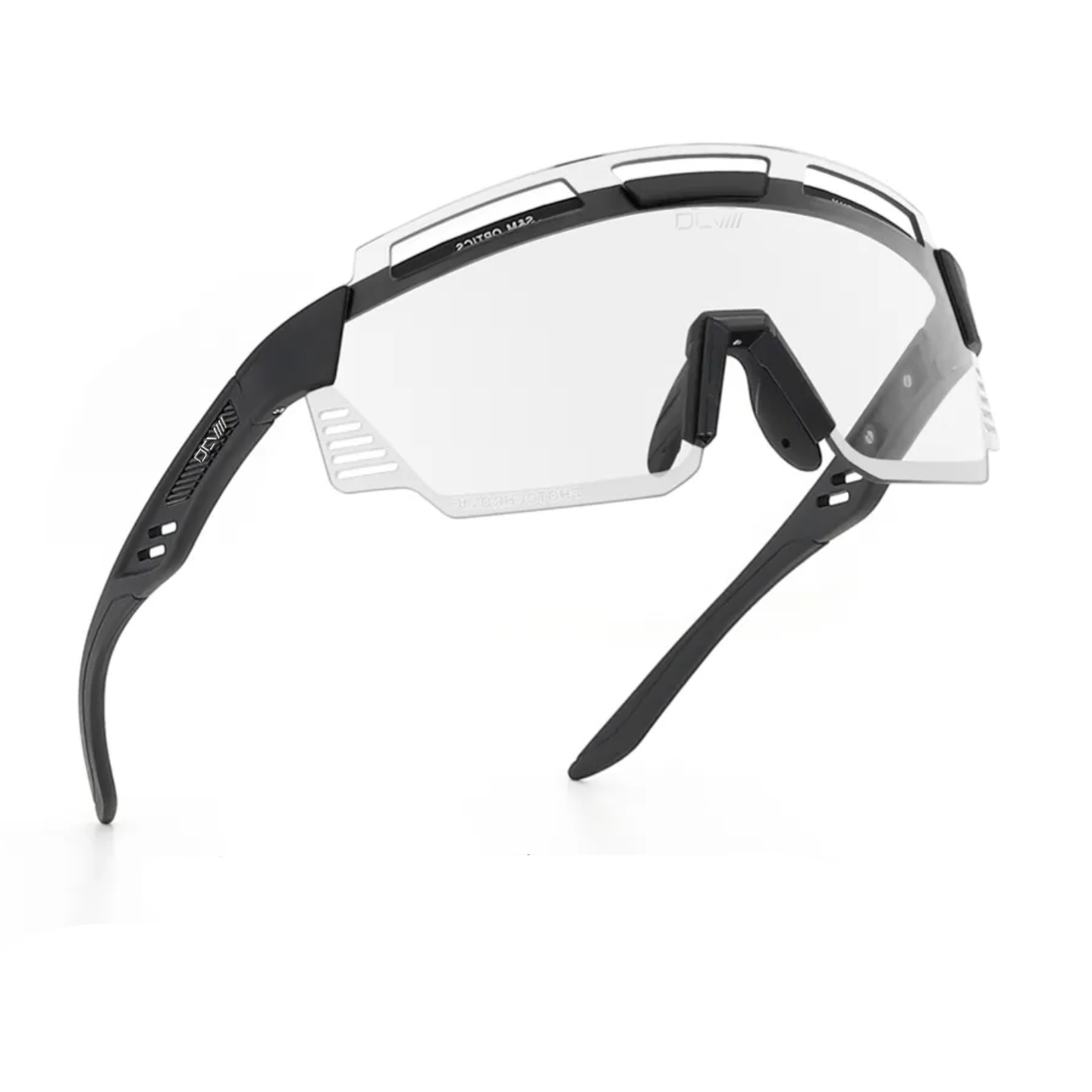 DCVIII Vanta Sunglasses | Clear Lens | Wraparound Fit | Sport Glasses | Black Frame