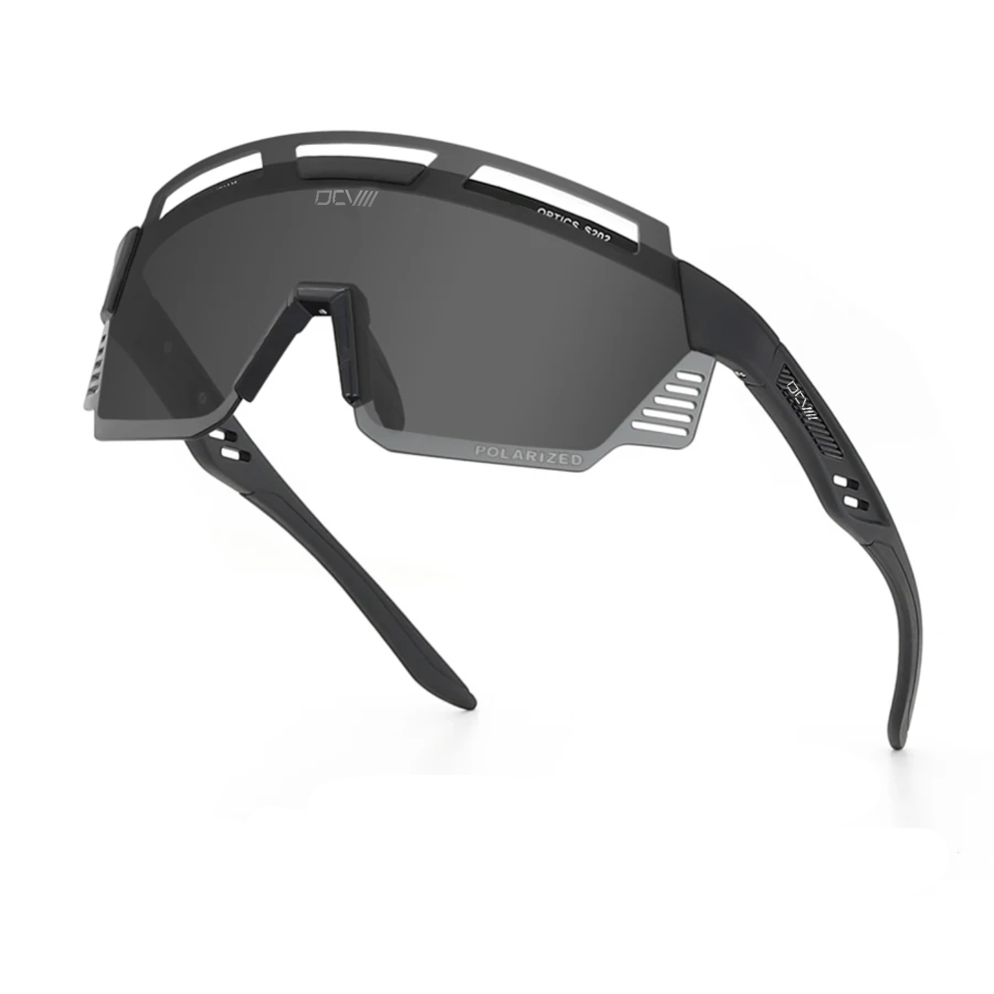 Performance Sunglasses | Polarized Shield Lens | Black | Wraparound Fit | UV 400 Protection | Glare Reduction